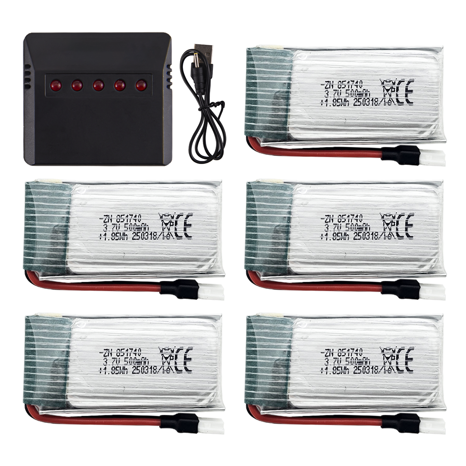 5Pcs 3.7V 500mAh LiPo Batterie - Rc Hobby Charger avis et prix